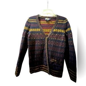 Pendleton wool cardigan with brass buttons, size medium